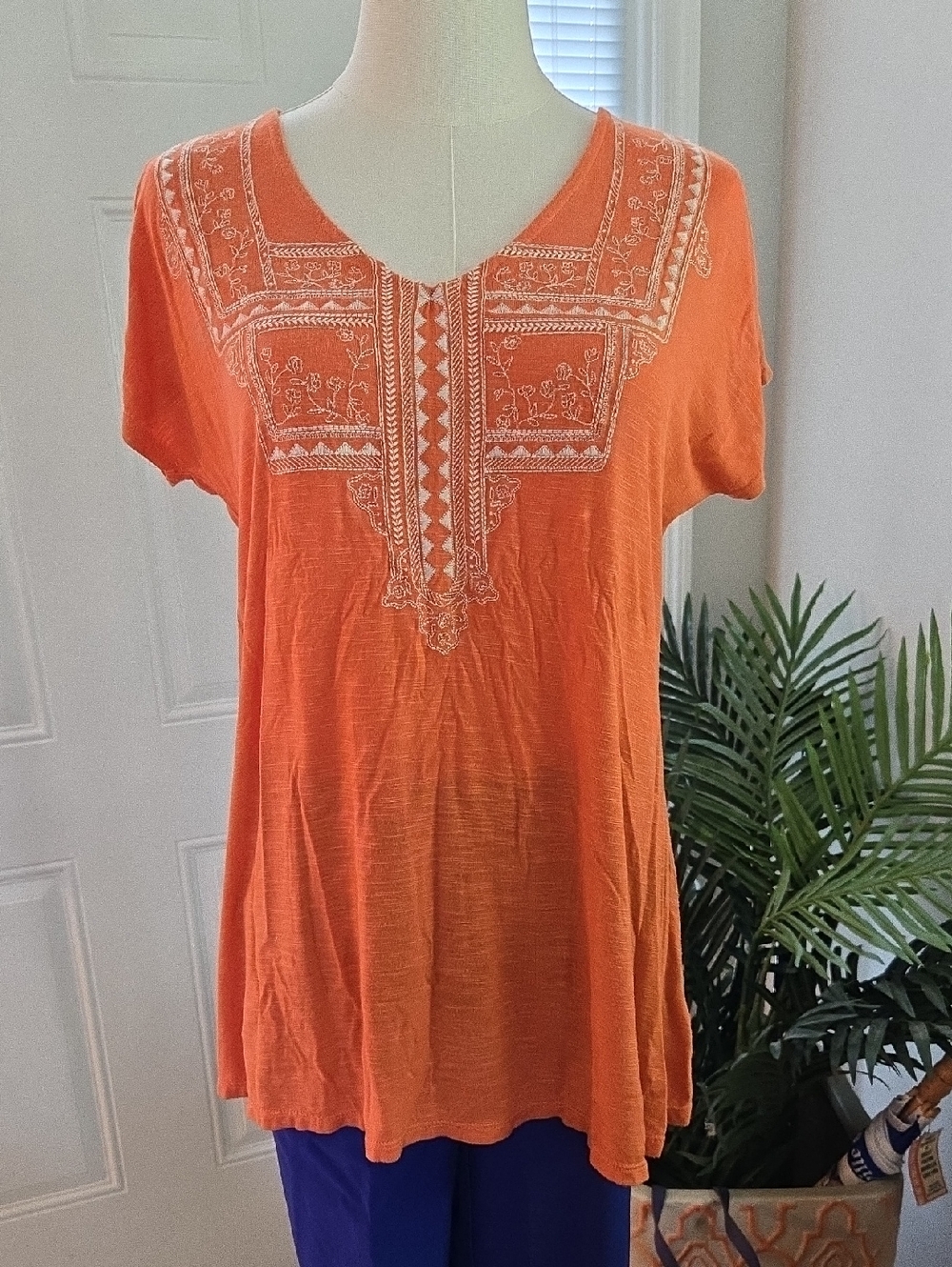 Nurture by Lamaze Orange Embroidered V-Neck Tunic